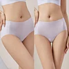 Ultra-Thin Ice Silk Sexy Solid Brief Panties for Women Ice Silk Seamless Brief Underwear Mid-Rise Breathable Full Coverage Underwear Women Panties Hipster Underpants