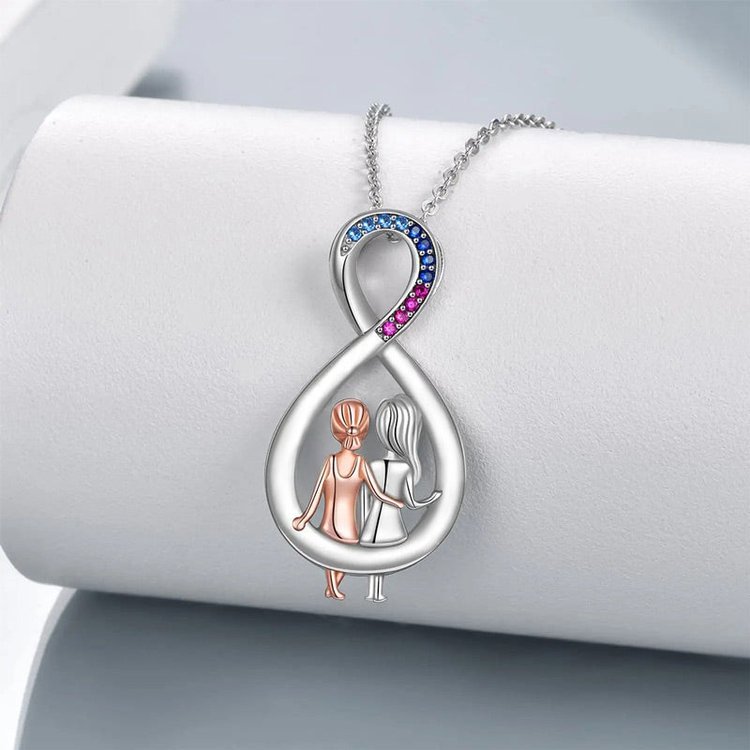 For Sister - S925 The Friendship between Sisters is Unbroken Colourful Sister Silver Pendant Necklace