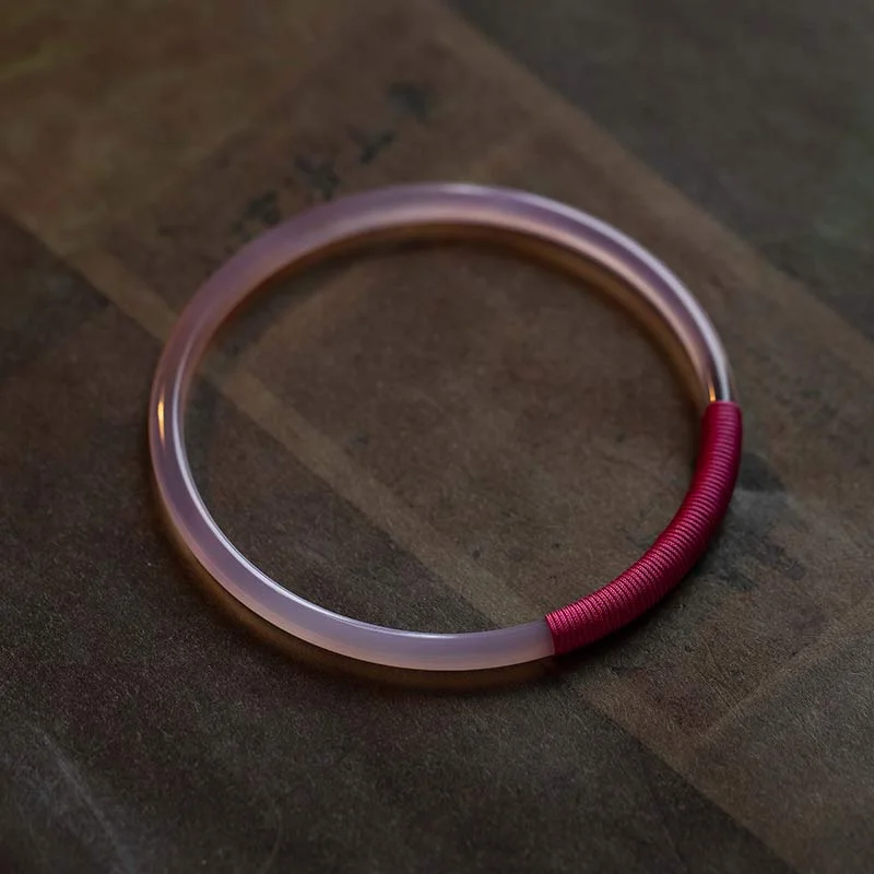 Natural Chalcedony Green Aventurine Lotus Bell Blessing Bracelet Bangle