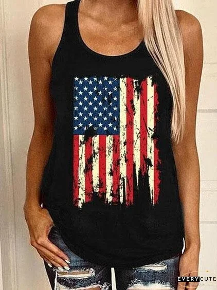 Casual Graphic Print Sleeveless Vest