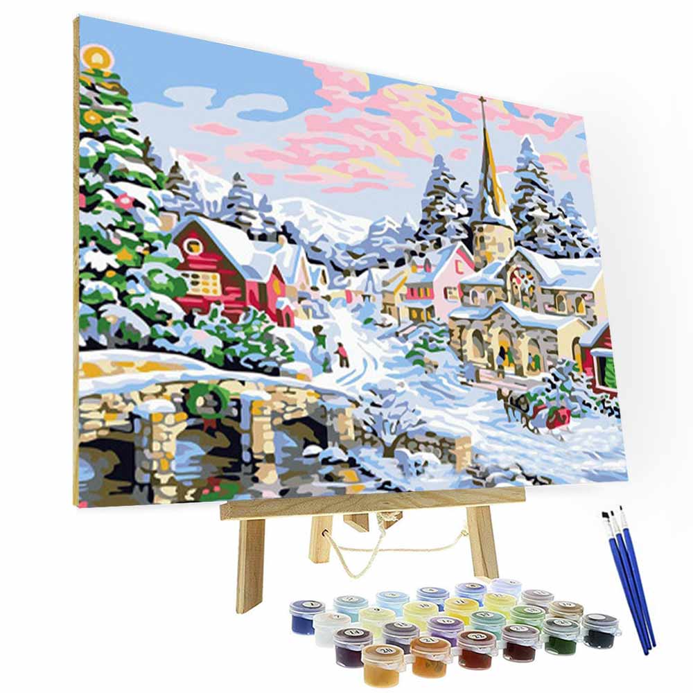Christmas Snow Scene Paint by Numbers Kit