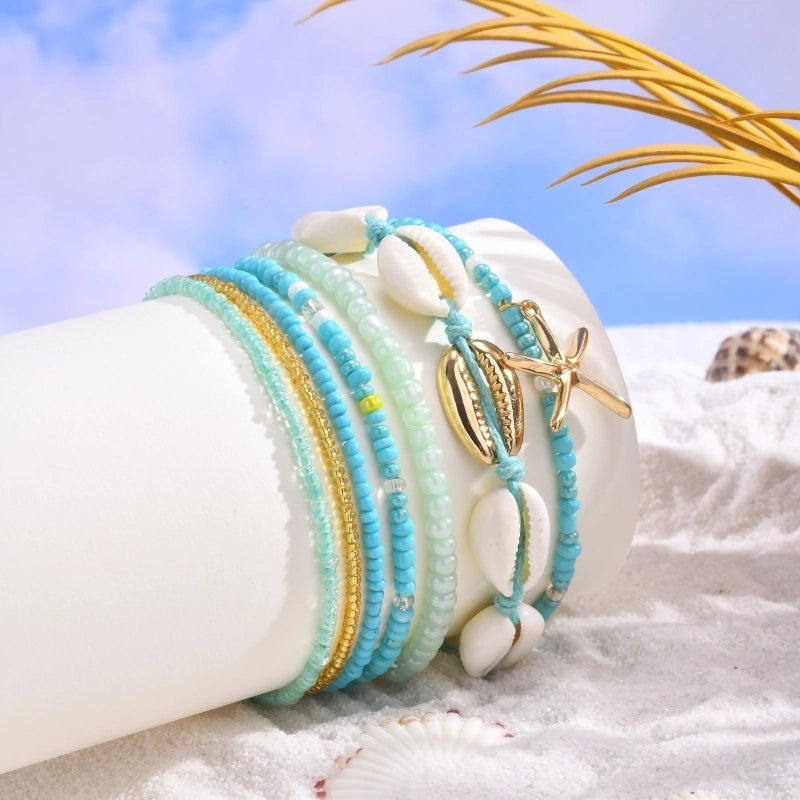 Hawaiian Vacation Beach Shell 18K Gold Plated Alloy Plastic Shell Bracelets