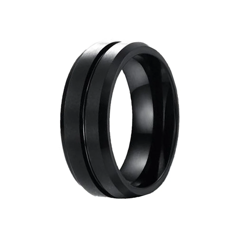 6MM 8MM Black Matte Brushed Tungsten Carbide Rings Center Groove Bevel Edge Men Wedding