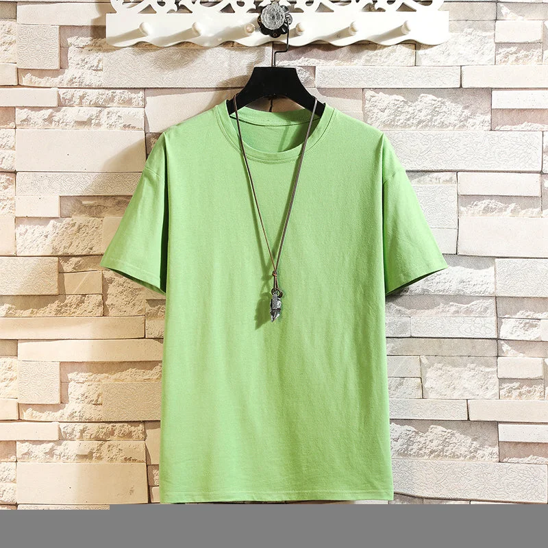 Fashion Short Sleeves Korea Black White Red O NECK T-shirt Men's Cotton 2020 Summer Clothes TOP TEES Tshirt Plus OverSize M-5X