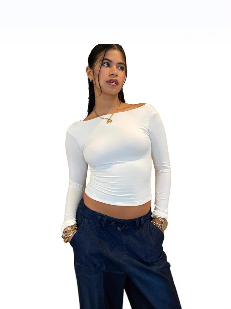 Churchf Spice Girl Women's T-Shirts Are Two-Wearing Long-Sleeved Slim Short Top T-Shirt Women's Clothing