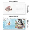 12Pcs Teacup Cat DIY Diamond Painting Greeting Card Kit for Adults Gifts