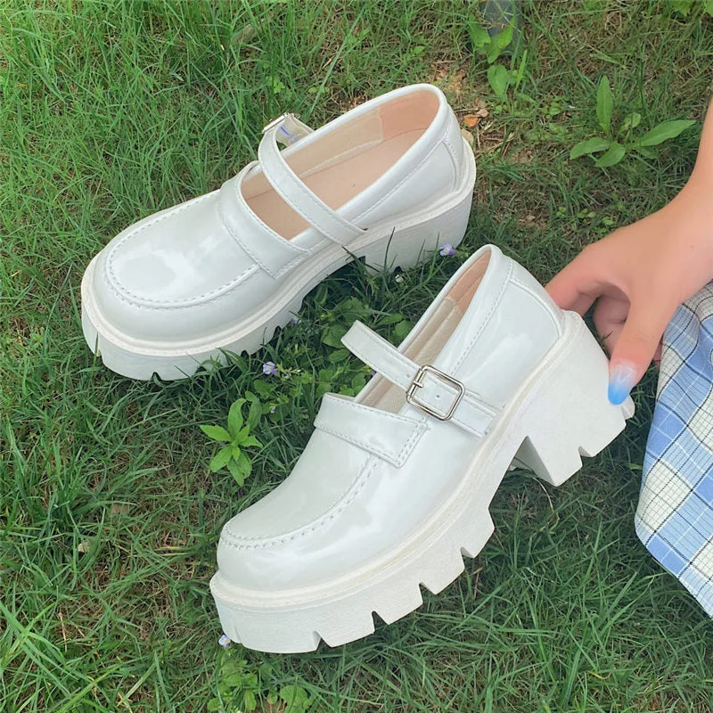 white Women Shoes Japanese Style Lolita Shoes Women Vintage Soft High Heel Platform shoes College Student Mary Jane shoes 2021