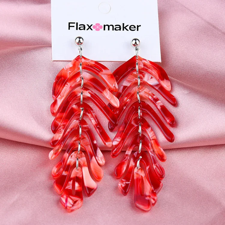 Flaxmaker Simple Leaf Pendant Earrings