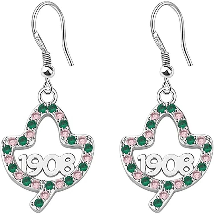 Customize New Trendy Metal Alloy Pink Green Diamond 1908 IVY Earrings Greek Costume Jewelry