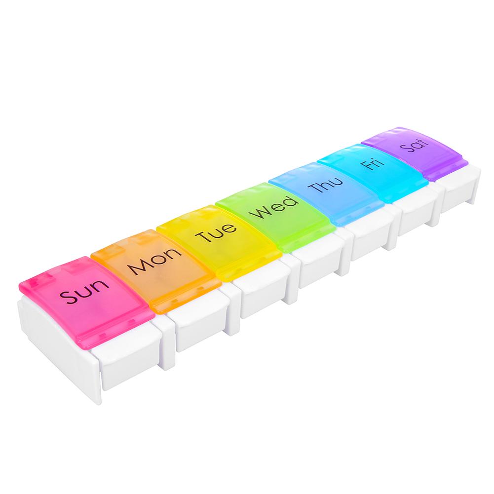 

Weekly Pill Organizer 7 Days Press Button Tablet Pill Box Case Container, 501 Original