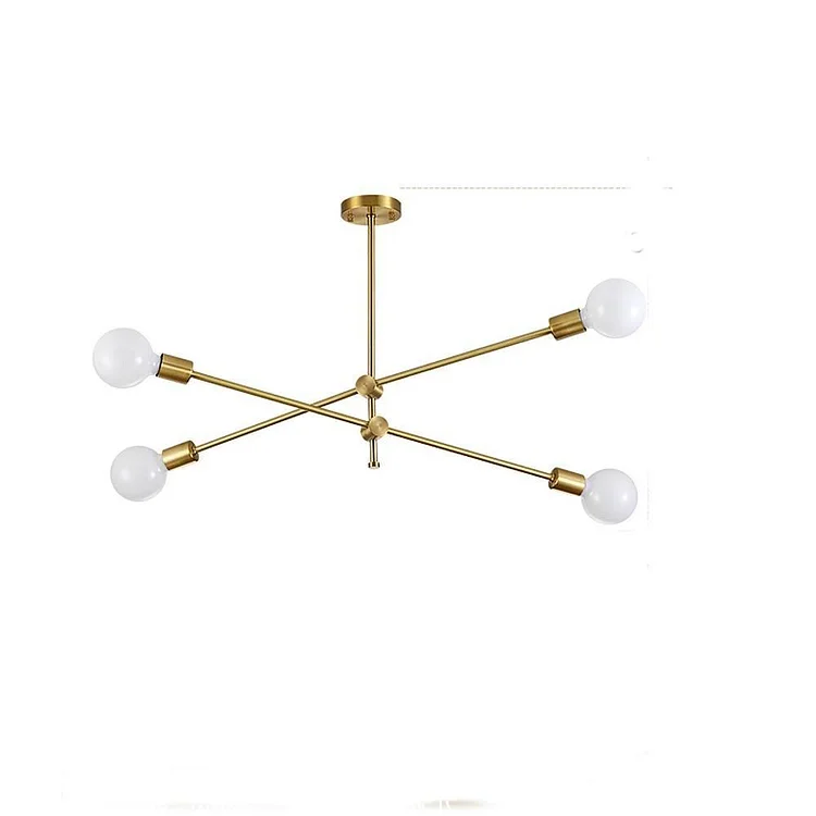 Nordic Style Sputnik Chandelier Copper Island Bedroom Ceiling Lights 4 Bulbs - Appledas