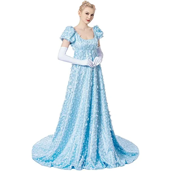 Daphne Bridgerton Costume Women's Regency Dress Floral Empire Waist Dress Gown