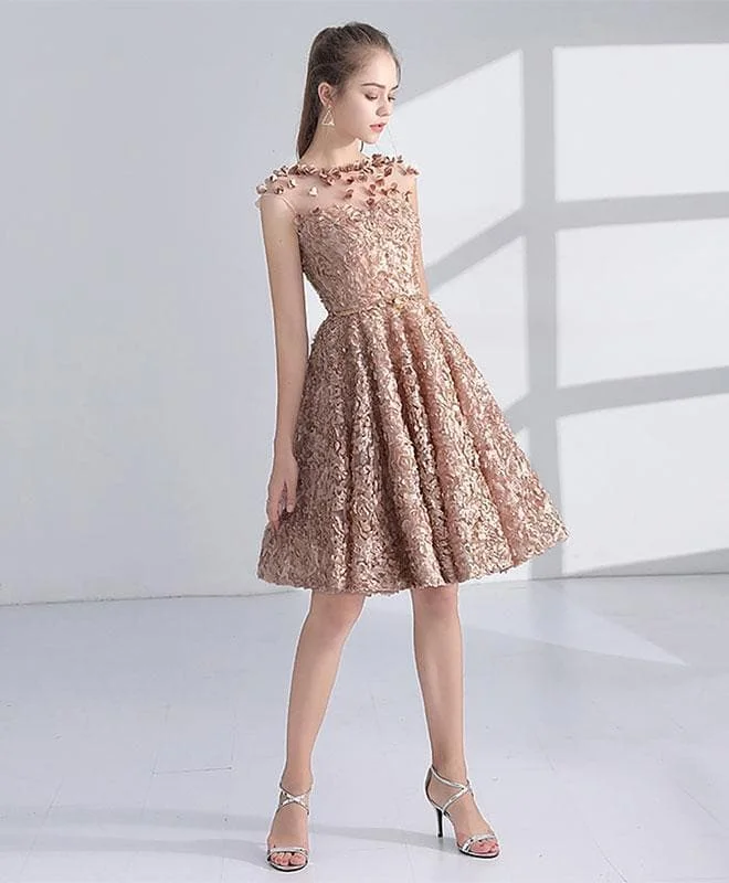 Unique 3D Lace Short Prom Dress, Homecoming Dress