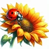 Diamond Painting-DIY Full Round Drill Sunflower Ladybug