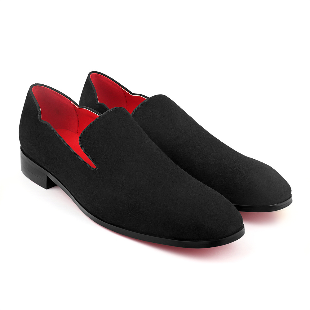 Merumote Gentleman's Oxford Red bottom Shoes V Sharped Suede Party Wedding Banquet Shoes-MERUMOTE
