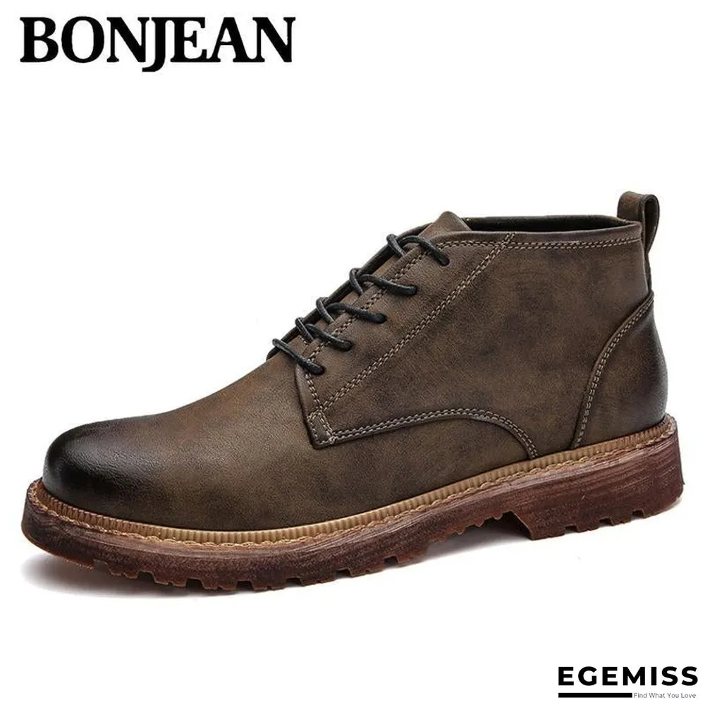 Leather Hight Top Warm Snow Boots Oxfords Plush Ankle Work Fur Men Boots | EGEMISS