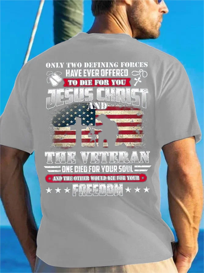Mens God Jesus Christ Die For Your Soul Veterans For Your Vintage Graphic T-Shirt