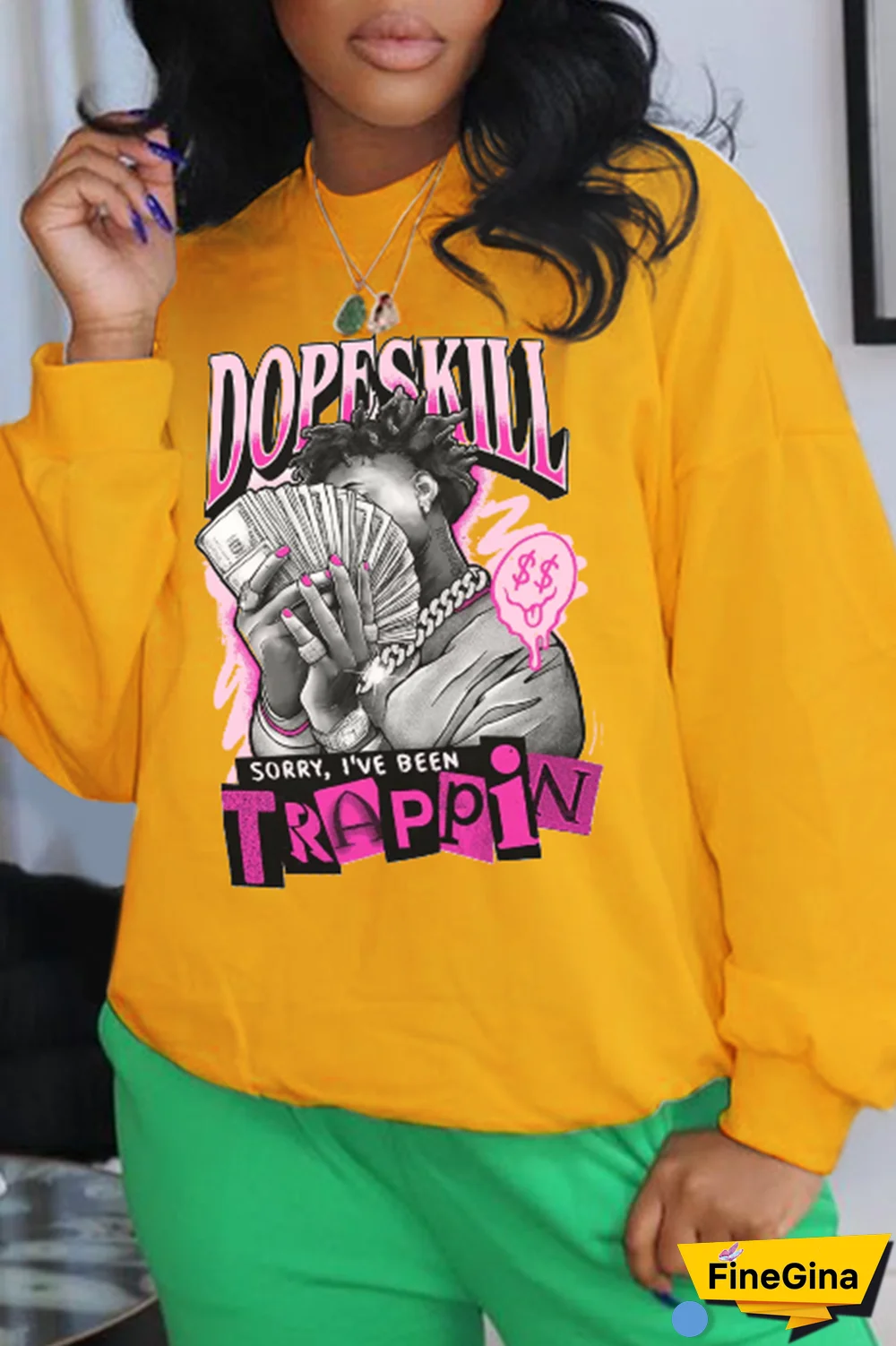 Blue Casual Daily Print Patchwork O Neck Tops