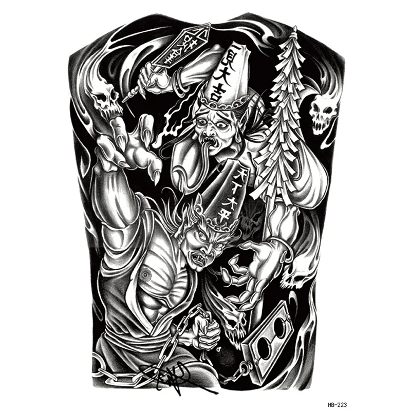 Sdrawing Forest Tattoo Sticker for Men Tiger Wolf Tattoo Death Skull Temporari Tattoo Skeleton Naked Girls Fake Tatoo for Women