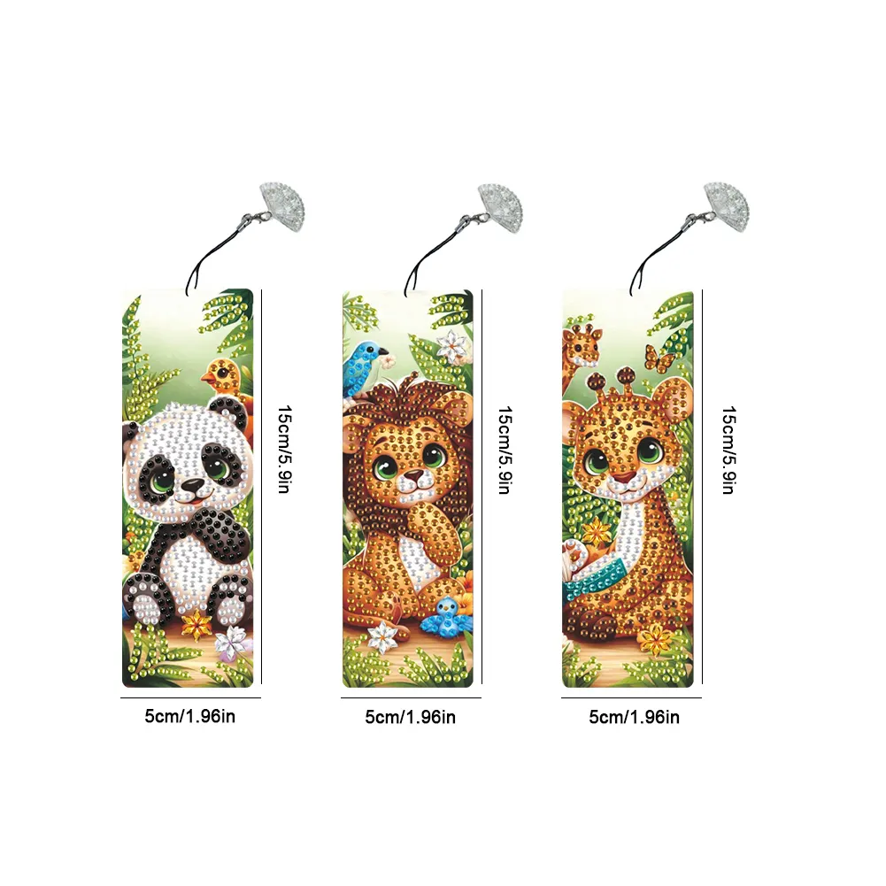 3Pcs Special Shape Animal Nature Diamond Painting Bookmark for Book Lovers 