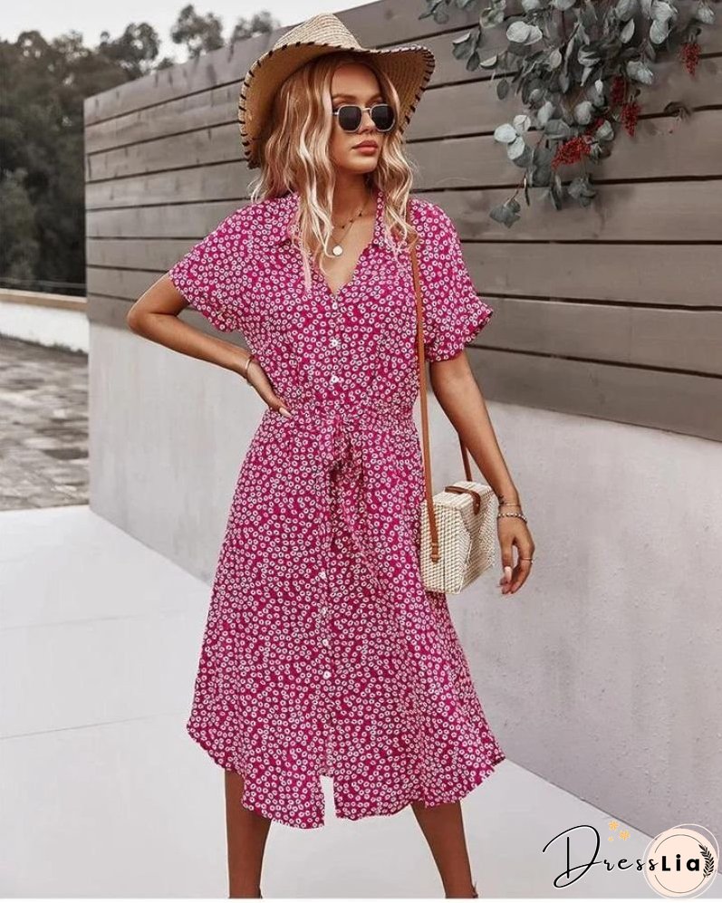 AMAR - Chic festive dress with floral print