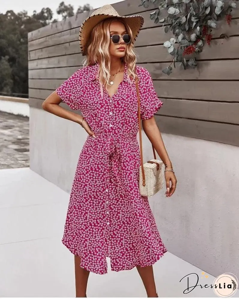 AMAR - Chic festive dress with floral print