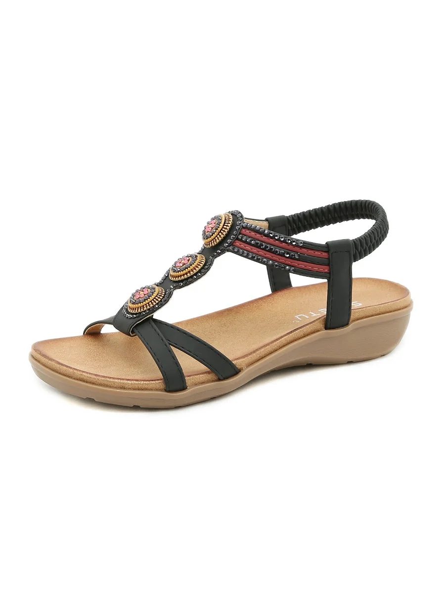 Rhinestone Double Cross Strap Sandal