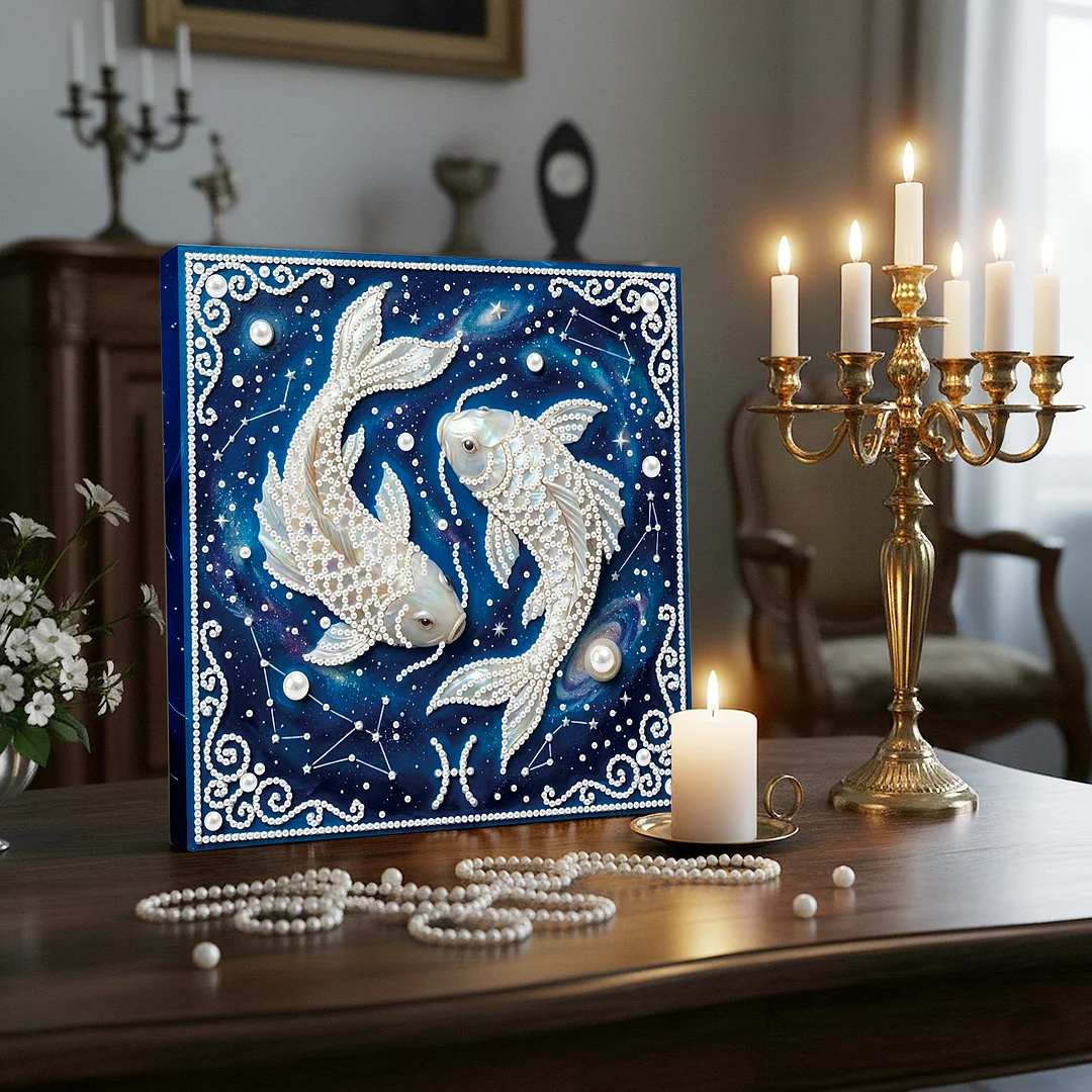 Pisces - DIY Pearl Diamond Art Kit With Frame 25*25cm