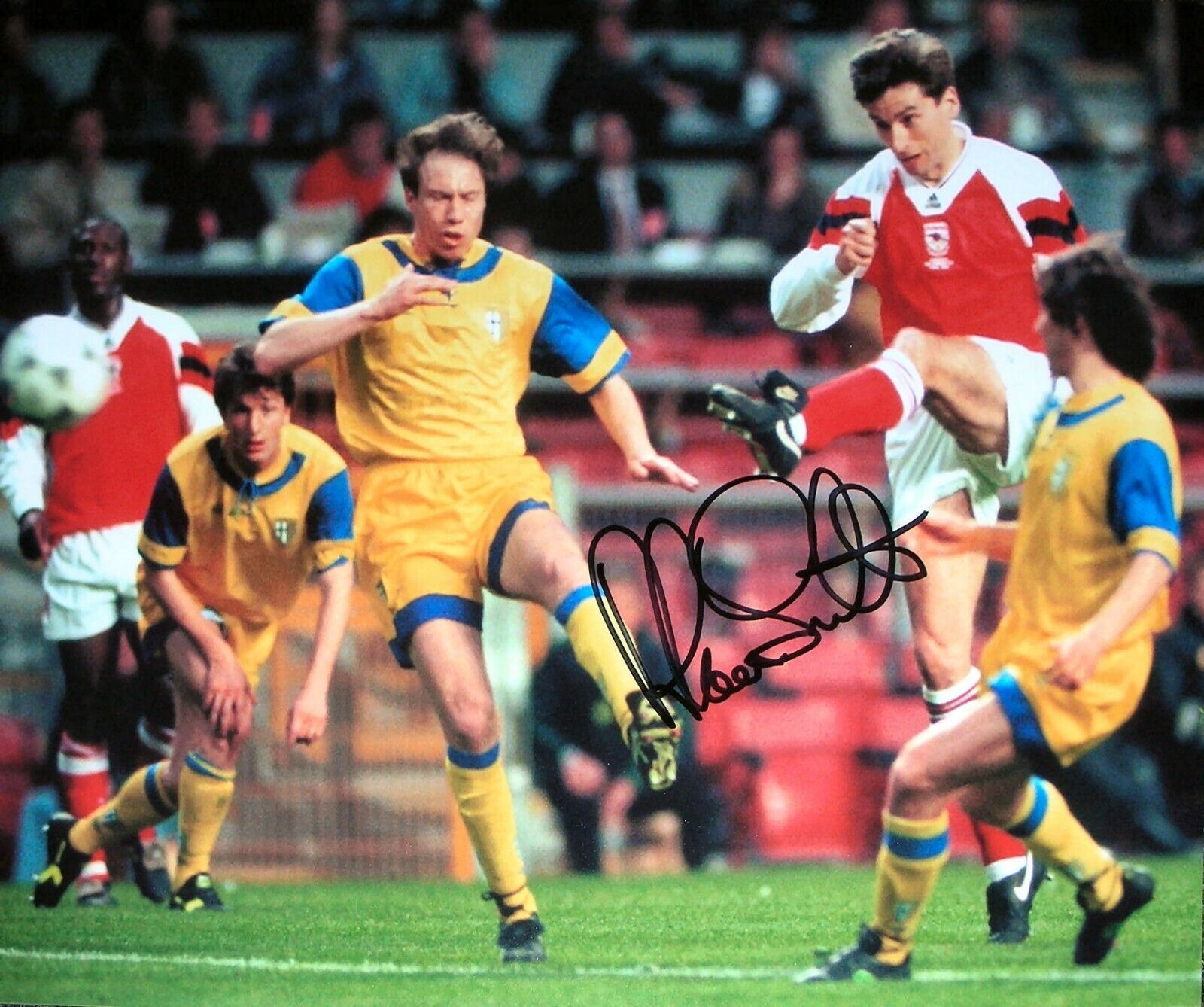 ALAN SMITH SIGNED ARSENAL10x8 FOOTBALL Photo Poster painting 1994 CUP WINNERS CUP FINAL PROOF