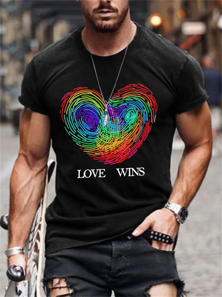 Love Wins Rainbow Fingerprints Heart T Shirt