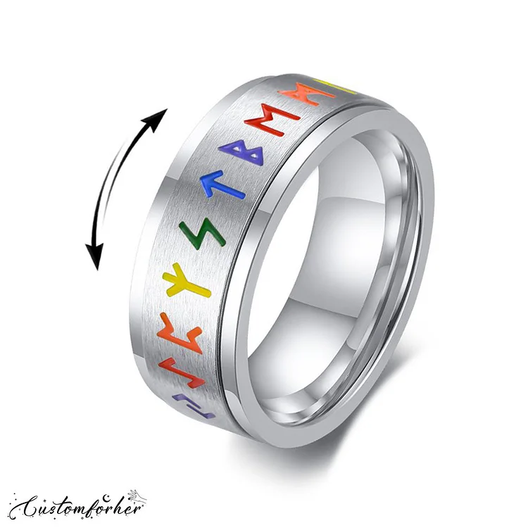 Viking Symbol Rainbow Turnable Ring