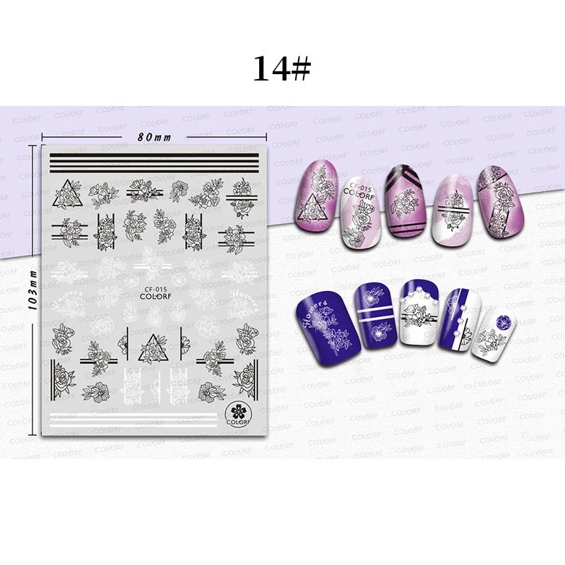 1 Sheet 3D Halloween Nail Sticker Christmas Skull Bone Snake Butterfly Maple Leaf Pattern Decals Manicures 3D Nail Decorations