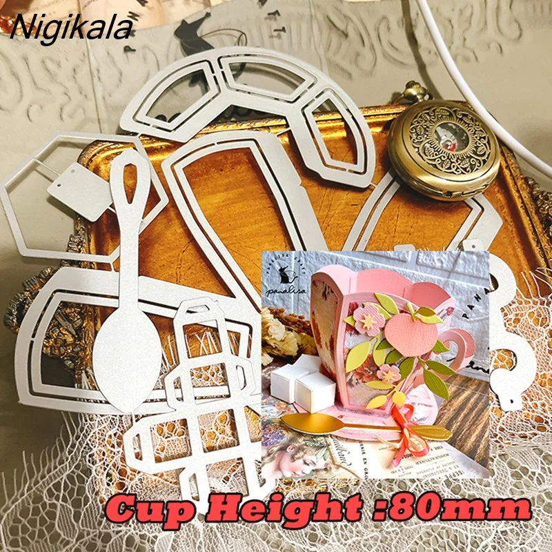 Nigikala Big Tea Cup Dies Metal Cutting Dies Stencils DIY Scrapbooking