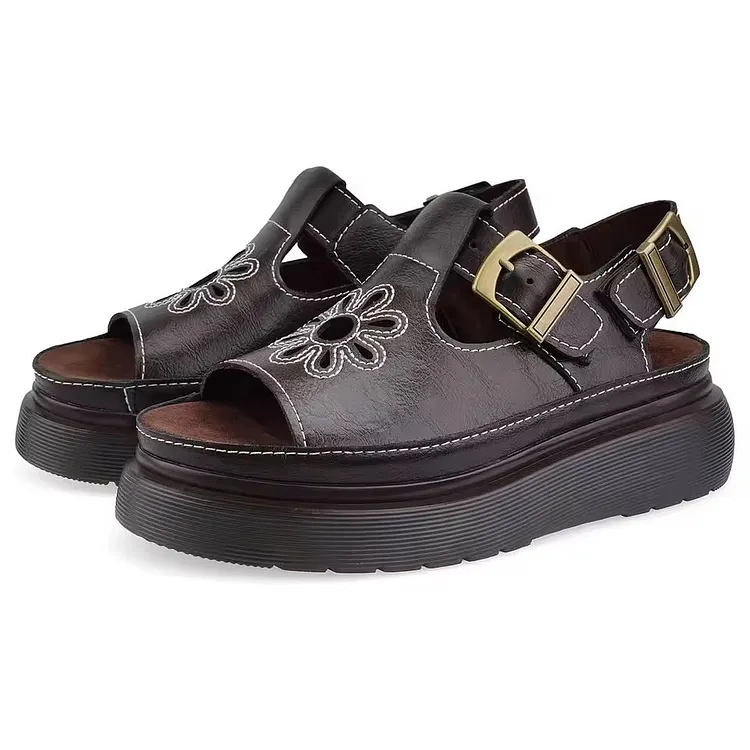 Dunnet Flower Leather Sandals