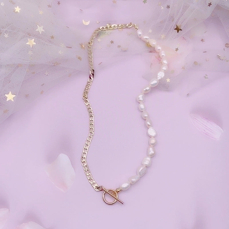 Alloy Freshwater Pearl Copper Fashion Solid Color Irregular Necklace