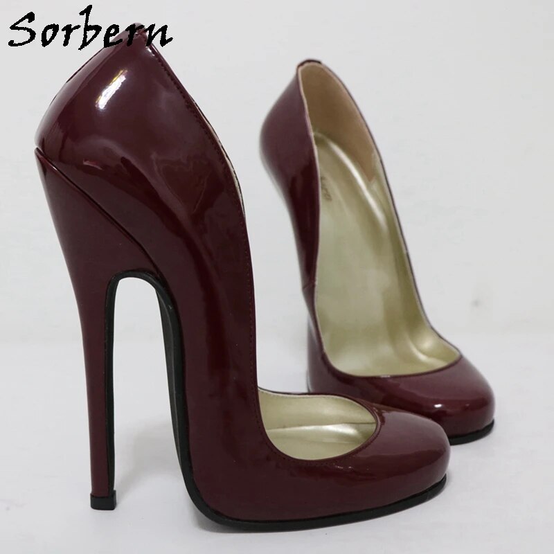 VCSHOES 1950S Women Pump Round Toe Burlesqu Heels Shoes Shallow Sissy Crossdresser Stilettos Party Shoe Custom