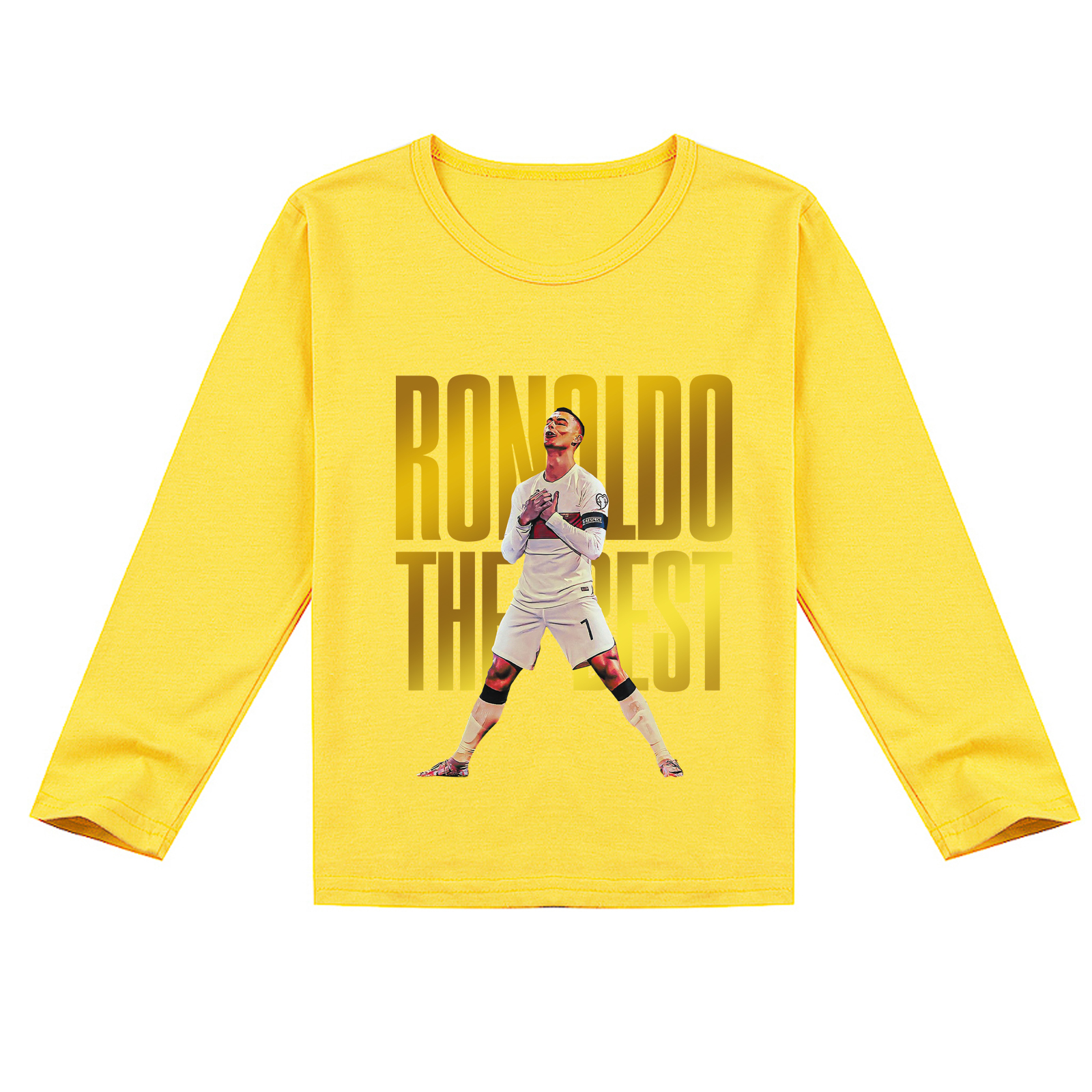 Mayoulove Cristiano Ronaldo Long Sleeve T-Shirt for Kids - Unisex Soccer Tee, Great Gift for Boys  Girls-Mayoulove