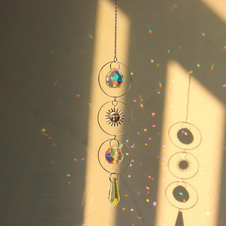 Crystal Wind Chime Pendant Light Ball Hanging Garden Home Decor (Silver 8)