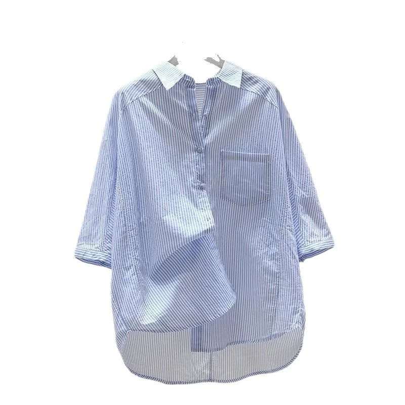 Athvotar Athvotar Pink Striped Shirt 2025 Summer New Women's Art Small Fresh Bat Sleeve Single Pocket Collar Top