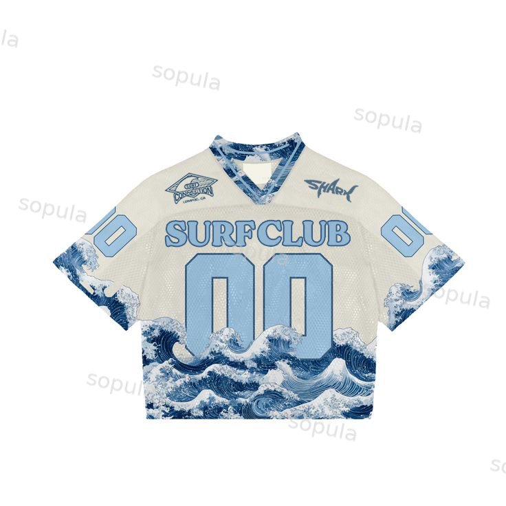 Men's Surf Waves Graphics Blokecore Blokette Jerseyfit V-neck T-shirt