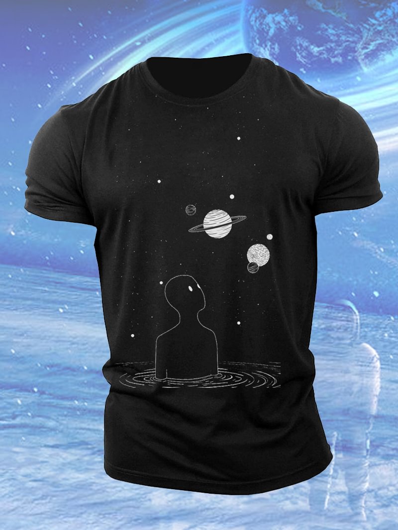 Space Planet Printed Men's T-Shirt in  mildstyles