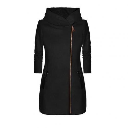 Winter woman warm coat Women Fashion Solid Color Thicken Wadded Hooded Coat Zipper Midi Jacket Outwear Solid color easy to match