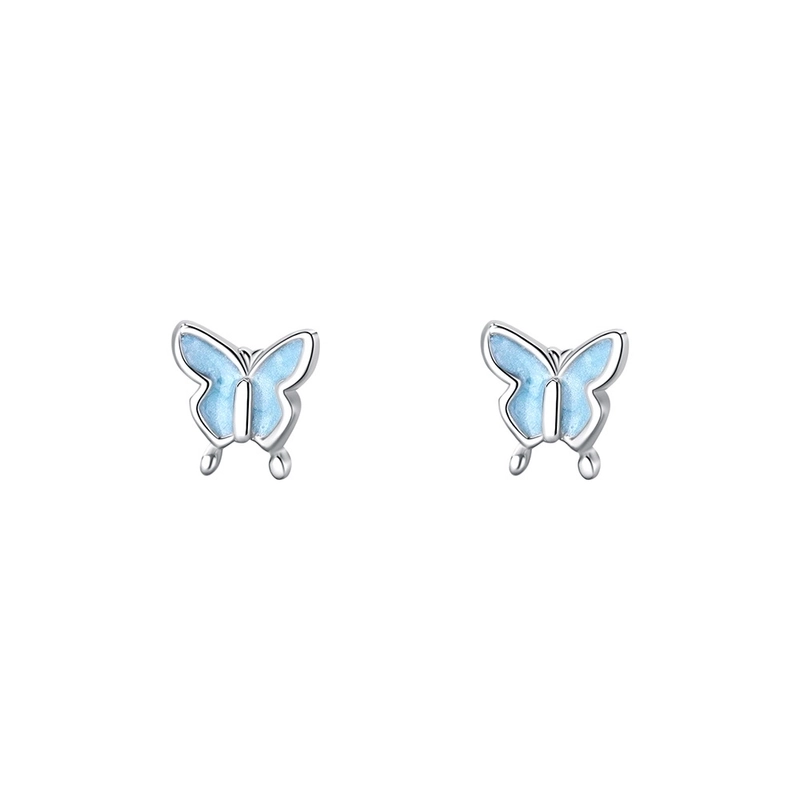 1 Pair 925 Sterling Silver Butterfly Ear Studs