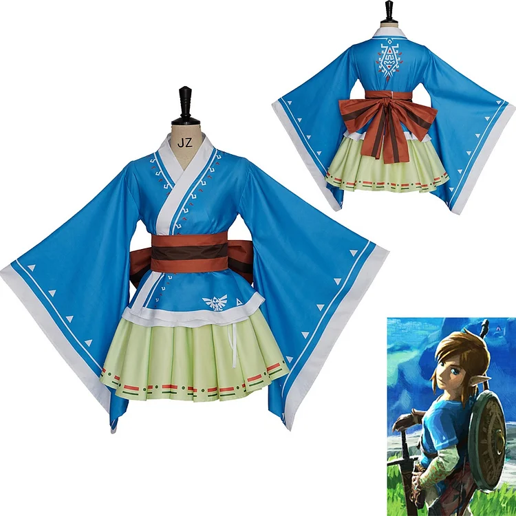 Breath Wild Princess Link Cosplay Costume Link Kimono Dress