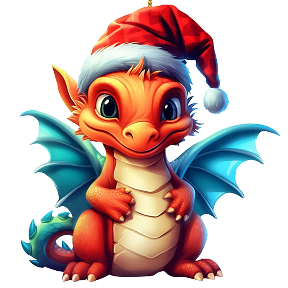 Statue Of Baby Dragon Acrylic Handmake Dinosaur Figurines Cartoon (Orange)