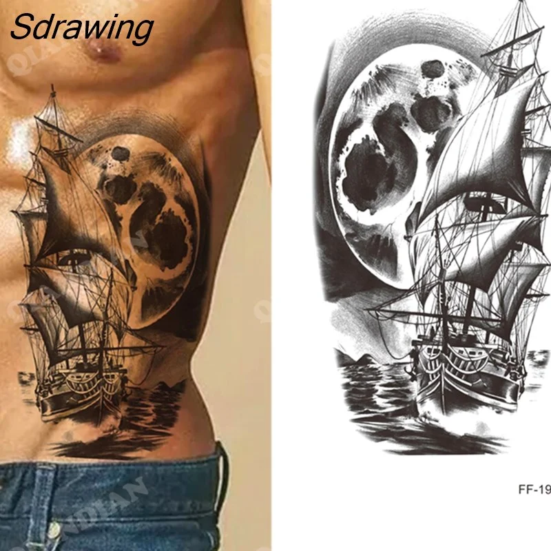 Sdrawing New Waterproof Temporary Tattoo Sticker Lion King Tiger Wolf Forest Mechanical Wild Boat Men Body Art Arm Fake Tatoo Women 328-0