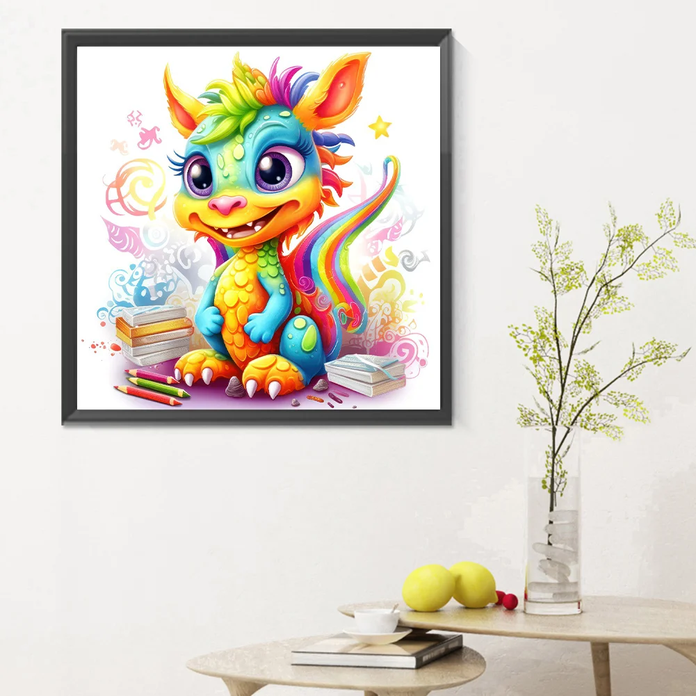Full Round Diamond Painting 30*30cm - Colorful Little Dinosaur