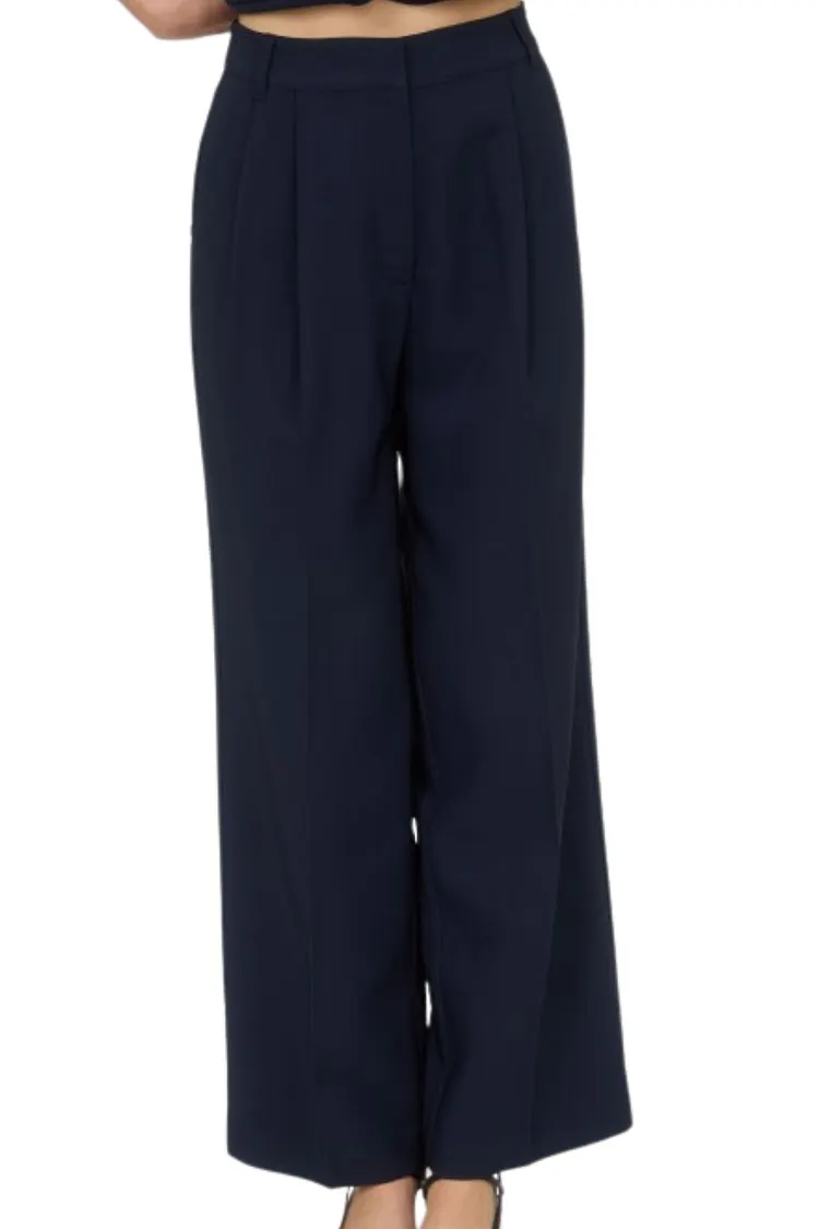 Nina Wide Leg Trousers - Navy