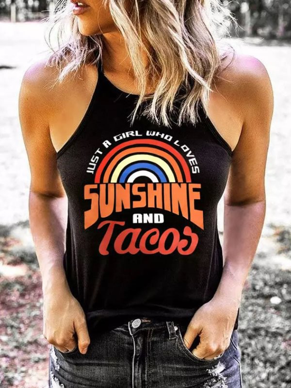 Just A Girl Who Loves Sunshine And Tacos Camisole - Black