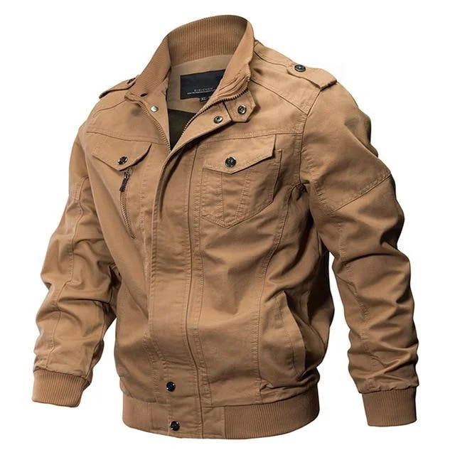 Mens Winter Cotton Coat Plus Size Stand Collar Casual Bomber Jacket Air Force Flight Jacket